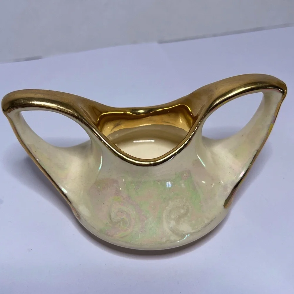 Vintage Pearl China Co. 3-Piece Lusterware Console Set 22K Gold Trim USA